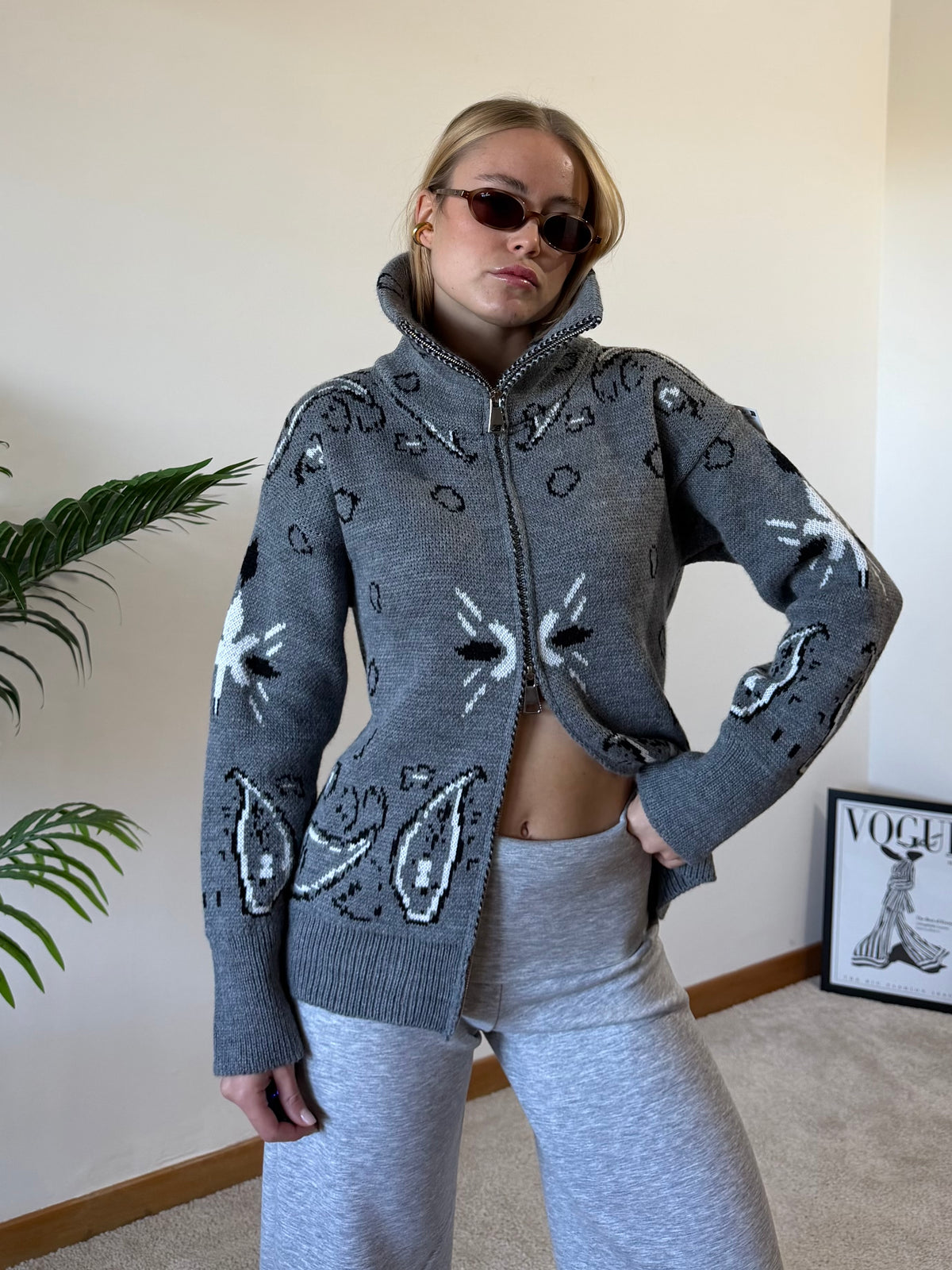 Cardigan Bandana grigio